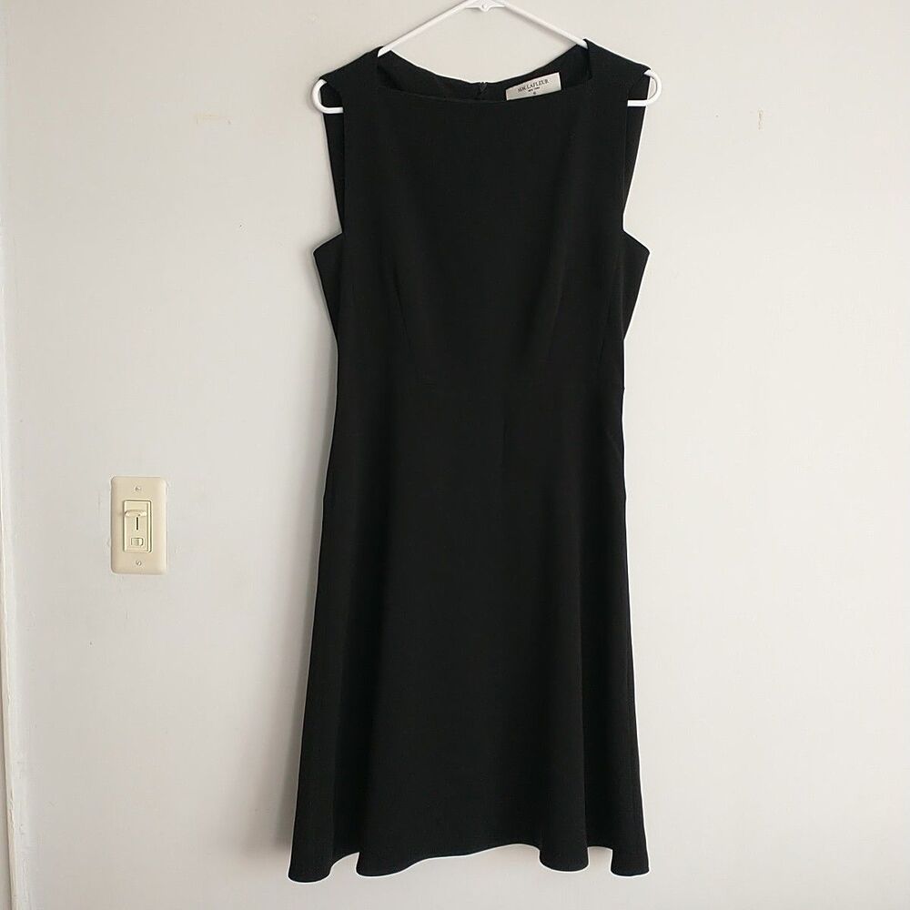 MM LaFleur The Cindy Square Boat Neck Tailored Dress 12 Black Sleeveless Office